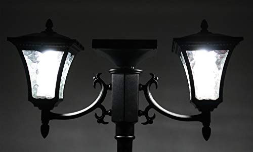 Sun-Ray 312014 Vittoria 2-Head Solar LED Lamp Post & Planter, Batteries Included, 7', Black
