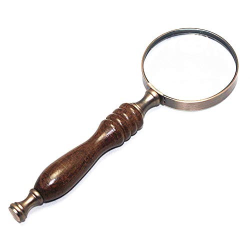 Magnifier,10X Vintage Ebony Handle Magnifying Glass Antique Sandalwood-Free Lens Suitable to View Books,Newspapers,Magazines,Maps,Jewelry,Hobbies and Crafts.(72mm,Dark Coffee)