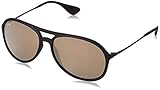 Ray-Ban ALEX - RUBBER BLACK Frame LIGHT BROWN MIRROR GOLD Lenses 59mm Non-Polarized