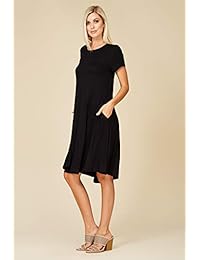 Annabelle Vestidos de baño con cuello redondo y manga corta para mujer con bolsillos