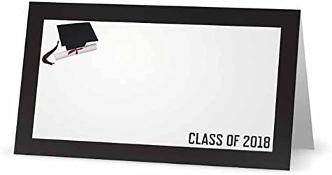 Graduation Class of 2018 Black Place Cards - Folded Tent Style - 14 PACK - Available with or without printer labels (ADD LASER LABELS)