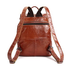 Vintage Backpacks Ladies Cow Leather Front Buckle Closure Bags Brown
