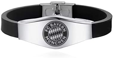 YTBLF Stainless Steel Silicone Football Sports Bracelet, Champions League, Premier League, La Liga, Bundesliga Club, Barcelona Real Madrid Stainless Steel Bracelet