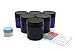 Cobalt Blue 4 Ounce PET Plastic Jars with Black Lids, and 1 Mini Jar, 6 Pack