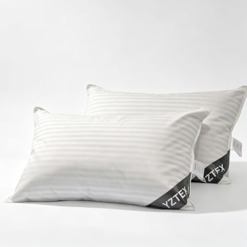 YZTEX 2 Pack Goose Feather and Down Pillows 100% Cotton Shell Soft Hotel Quality Pillows(40% Down)
