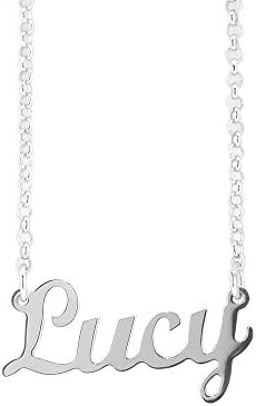 NOMISSIMO G10 925 sterling silver rhodium-plated nonallergenic necklace with name Lucy. Made in Italy.
