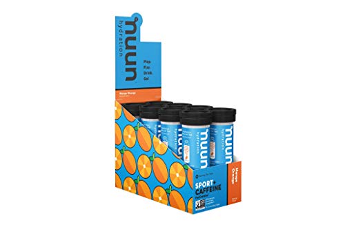 Nuun Sport + Caffeine Electrolyte Tablets for Proactive Hydration, Mango Orange, 8 Pack (80 Servings)