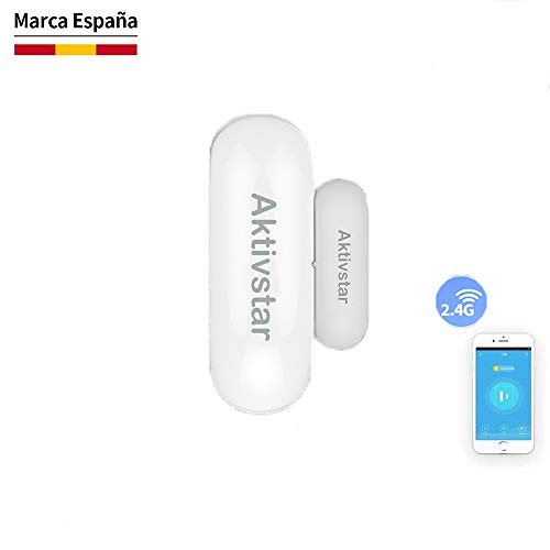 Aktivstar-Alarma-para-Puerta-Inteligente-Sensor-Magntico-Antirrobo-de-Control-por-APP-y-Conexin-WiFI-Detector-para-Puertas-y-Ventanas-Caja-Cajn-Compatible-con-Alexa-Google-Home-IFTTT
