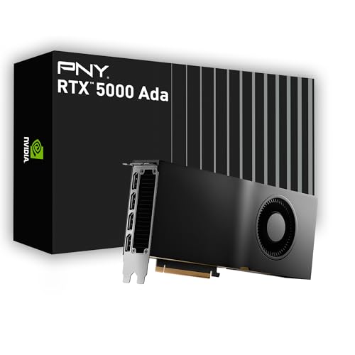 PNY NVIDIA RTX 5000 Ada Generation 32 GB GDDR6 PCI Express 4.0 Dual Slot 4X DisplayPort, 8K Support, Ventilador Activo Ultra silencioso