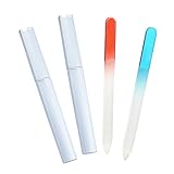 2 Pcs Nail File Etched Crystal Nail File Double Sided Emery Board for Natural and Acrylic Nails,Glass Nail File with Case