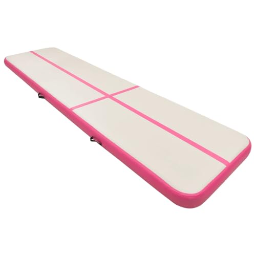 vidaXL Gymnastikmatte Aufblasbar mit Pumpe Turnmatte Tumbling Matte Training Fitnessmatte Yogamatte Trainingsmatte 600x100x20cm PVC Rosa