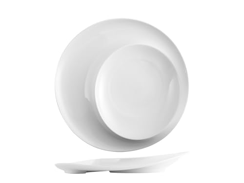 H&H-Selection, set 2 piatti, in porcellana di alta qualità, ø 25,7 cm, bianco, piatti da portata, piatti da presentazione, piatti professionali per ho.re.ca