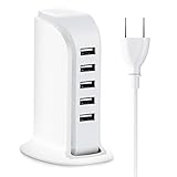 USB Charging Station/Hub, SUPVIN Universal 6A 30W 5 Port USB Wall Charger Power Adapter, Desktop Wall Charging Multi Ports Rapid Adapter for Cellphones, iPad, Camera,etc.