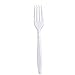 Comfy Package [100 Pack] Heavyweight Clear Plastic Forks with Engraved Design - Disposable Sturdy Plastic Utensils for Parties, Weddings, and Events