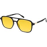 Night Vision Glasses for Driving Retro Rectangular Frame Nighttime Yellow Anti Glare Lenses Men Women