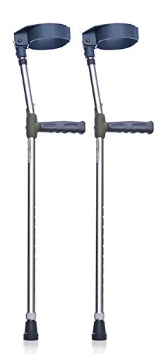 Lehom Forearm Crutches 2 Pack Aluminum Underarm Forearm Crutch 34.5-55.5 inch Adjustable Elbow Crutches Ergonomic Grip Walk Stick Lightweight Arm Cuff Crutch