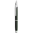 Majohn A2 Press Fountain Pen Extra Fine Nib with Box, Retractable Green Resin Ink Pen with Converter Writing Pen Set (Silver Clip Version）