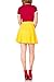 Basic Solid Stretchy Cotton High Waist A-line Flared Skater Mini Skirt (M, Yellow)