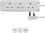 PRO ELEC 3 Gang Extension Lead 5m White Power Cord Cable Socket Outlet view 2