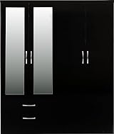 Seconique Nevada 4 Door 2 Drawer Wardrobe Black Gloss W1540mm view 4