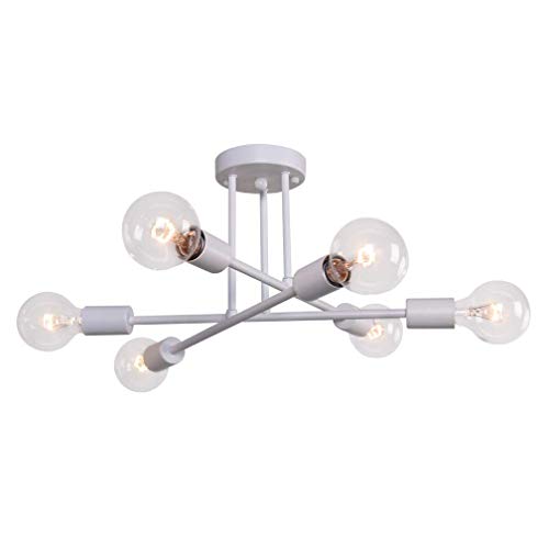 Modern Semi Flush Mount Ceiling Light 6 Flames Chandelier E26 Lamp