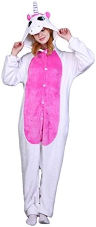 Bettertime Hot Flannel Pajamas Animal Unisex Cosplay Kigurumi Halloween Costume (L for height(165CM-173CM), Pink Unicorn)