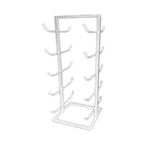 Retyion Metal Yoga Mat Foam Rollers Organizer Rack for Home Gym (White)