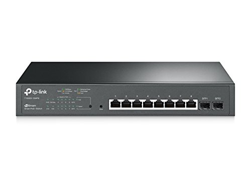 TP-LINK T1500G-10MPS JetStream 8-Port Gigabit PoE+ Smart Switch with 2 SFP Slots, sufficient power supply of 116W, 802.3af/at, 30W per port, VLAN, QoS, IGMP snooping, Link Aggregation, ACL