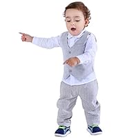 Abolai Infant Baby Kid Boy 3 Piece Vest Set Formal Wear Shirt, Vest and Pants B 100