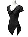 JJ Perfection Women's Asymmetrical Hem Short Sleeve Cowl Neck Draped Top