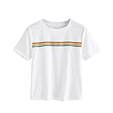 Spbamboo Women's Summer Rainbow Block Striped Crop