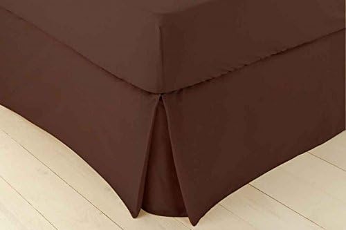 Starhomeware Plain Dyed Poly Cotton Platform 68 Pick Base Valance Sheet Box Pleated in Different Colors and Sizes (King, Chocolate)