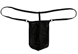 Esquki Mens Sexy Sheer Micro G String Thong (Black)