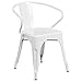 Flash Furniture Luna Commercial Grade White Metal Indoor-Outdoor Chair with Arms