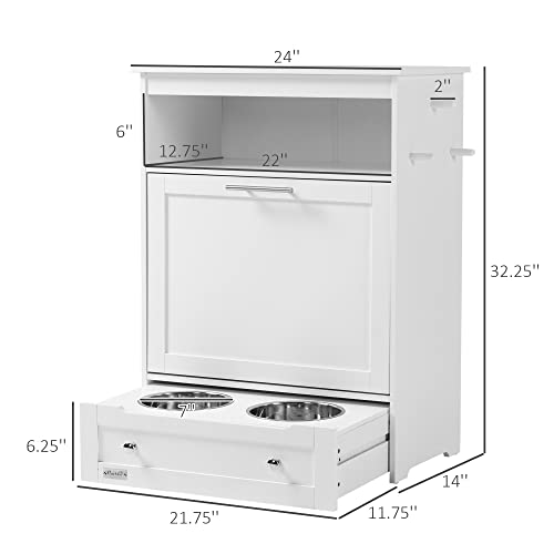 PawHut Pet Feeder Station Storage Dog Food Storage Container
