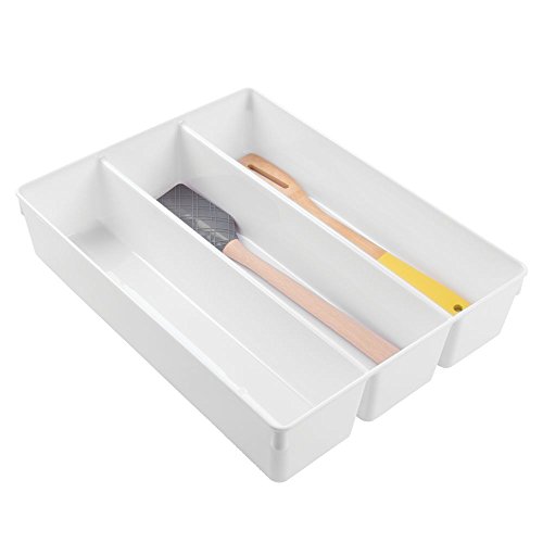 InterDesign Linus Grand Utensil Organizer for Flatware, Spatulas, Gadgets - 13.7" x 10.5" x 3", White