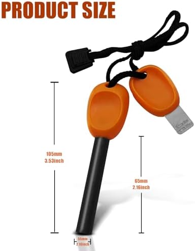Lot de 2 allume-feux avec pierre à feu et acier - Outil de survie d'urgence pour voyage, camping, randonnée