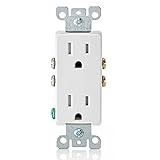 Leviton T5325-WMP 15 Amp 125 Volt, Tamper Resistant, Decora Duplex Receptacle, Straight Blade, Grounding, 10-Pack, White M22-Straight, 125 V, 2 Pole, 3 Wire, 10 pack, 10 Piece