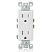 Leviton T5325-W 15 Amp 125 Volt, Tamper Resistant, Decora Duplex Receptacle, Straight Blade, Grounding, 1-Pack, White primary
