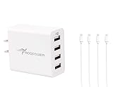USB Charger ,Roopower 25 Watt 5A Portable 4 Ports Wall Charger Charging Station + 4 Micro USB Charging Cables for Samsung, Smartphone, Tablet, Camera,GPS, Power Bank and more －White