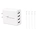 USB Charger ,Roopower 25 Watt 5A Portable 4 Ports Wall Charger Charging Station + 4 Micro USB Charging Cables for Samsung, Smartphone, Tablet, Camera,GPS, Power Bank and more －White