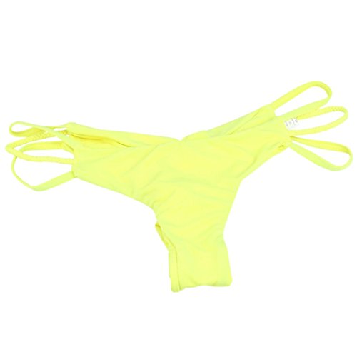 Elogoog Hot Sale 2018 Women Solid Color Swimsuit Bottoms Shorts Bandage Cut Out Thong Bikini Swim Trunks (Yellow, M)
