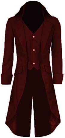 Mens Gothic Tailcoat Jacket Black Steampunk Victorian Long Coat Halloween Costume
