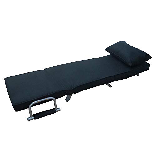LEADZM Folding Sofa Bed Sleeper Couch Arm Chair for Single Person, with Dust Cover, for Dual Purpose, Black