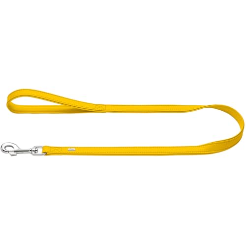HUNTER Amalfi Dog Lead Yellow Vegan Faux Leather Nappa Look with Hand Strap Soft Easy Care Brilliant Colour Made in Germany Size: 15/110