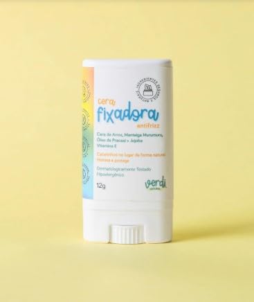 Verdi Natural Cera Fixadora Antifrizz, Bastão, 12g, Hipoalergênico, com Manteiga Murumuru e Óleo de Pracaxi, a Partir de 3 Anos
