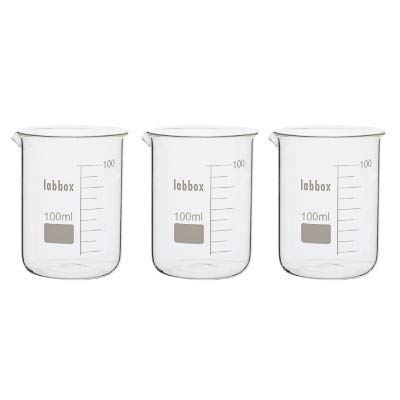 Laboratory Glass Cup with Spout, Boro 3.3, Measuring Cup (100 ml, 3)
