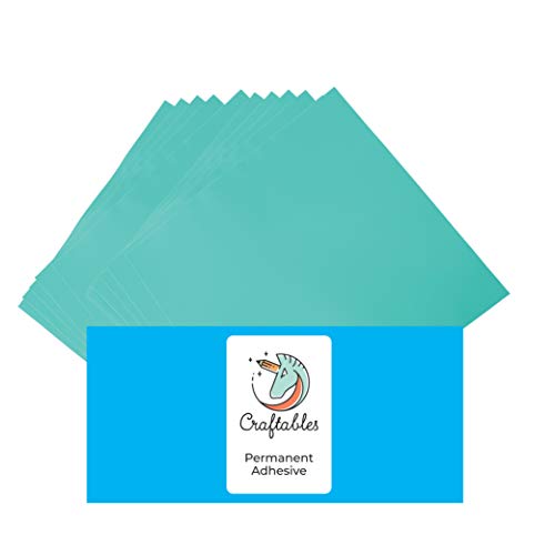 Craftables Mint Vinyl Sheets - Permanent, Adhesive, Glossy & Waterproof | (10) 12" x 12" Sheets- for Crafts, Cricut, Silhouette, Expressions, Cameo, Signs