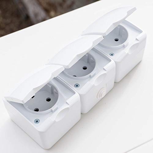 3er Steckdose weiss 3-fach Feuchtraum IP44 16A 250V Aufputz-Montage CE Spritzwassergeschutzt – Bild 7