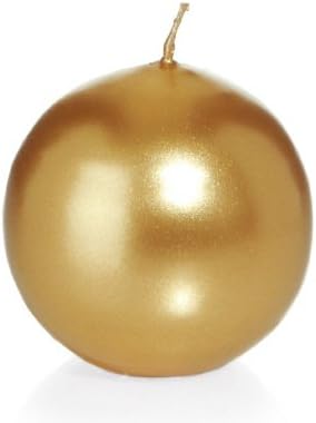 Ball Candles 6 Ø 80 mm Gold, Burning duration 25 hrs, Candles for Event, Party, Wedding, Christening, Advent, Christmas, Decoration